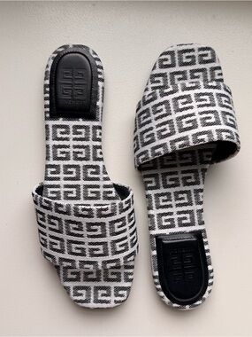 Givenchy Black & White Monogram Slide Sandals